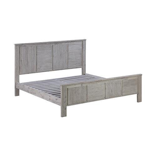 Queen Size Bed Frame with Solid Acacia Wood Veneered Construction in White Ash Colour - John Cootes