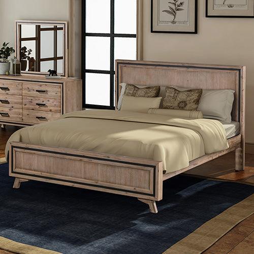 Queen Size Silver Brush Bed Frame in Acacia Wood Construction - John Cootes
