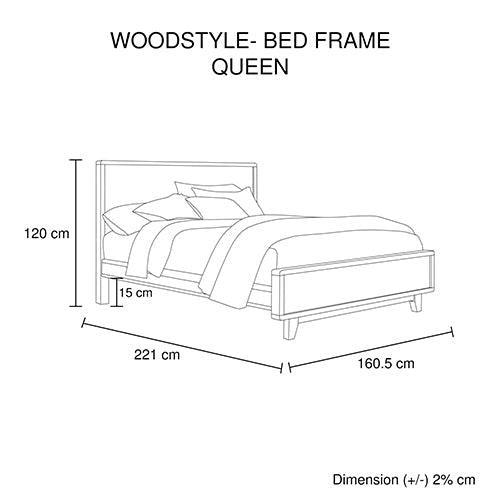 Queen Size Wooden Bed Frame in Solid Wood Antique Design Light Brown - John Cootes