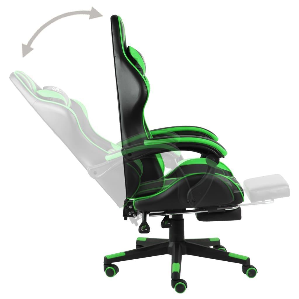 Racing Chair With Footrest Black And Green Faux Leather - John Cootes
