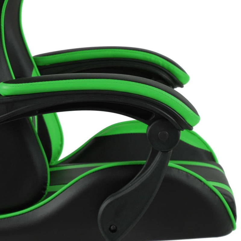 Racing Chair With Footrest Black And Green Faux Leather - John Cootes
