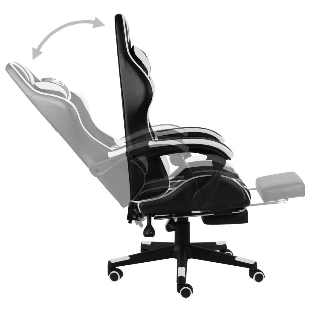 Racing Chair With Footrest Black And White Faux Leather - John Cootes