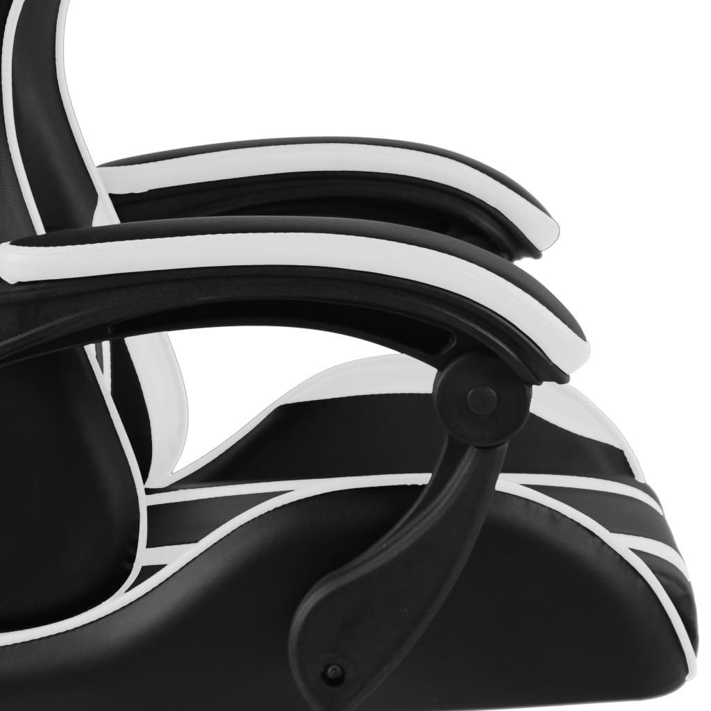 Racing Chair With Footrest Black And White Faux Leather - John Cootes