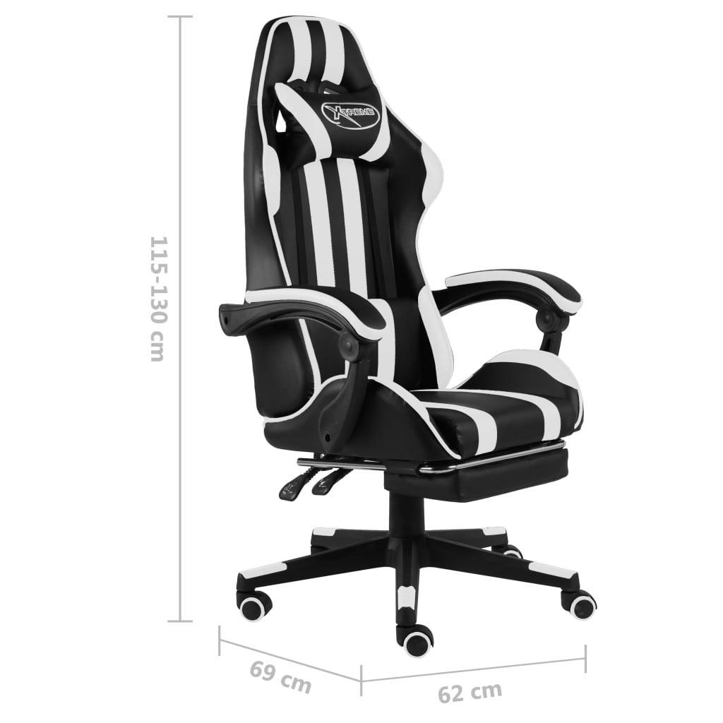 Racing Chair With Footrest Black And White Faux Leather - John Cootes
