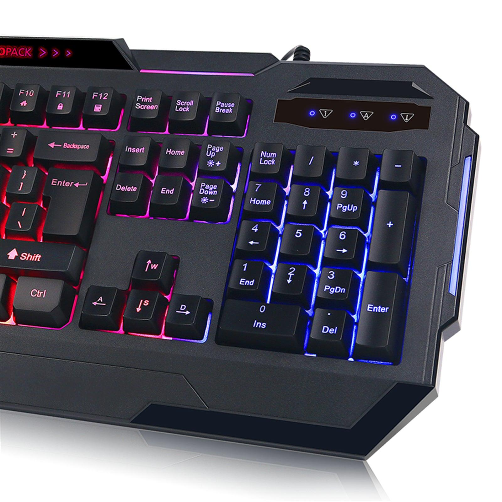 Rainbow Backlit Gaming Keyboard 19 Game Anti Ghosting Keys USB 2.0 Interface AU - John Cootes