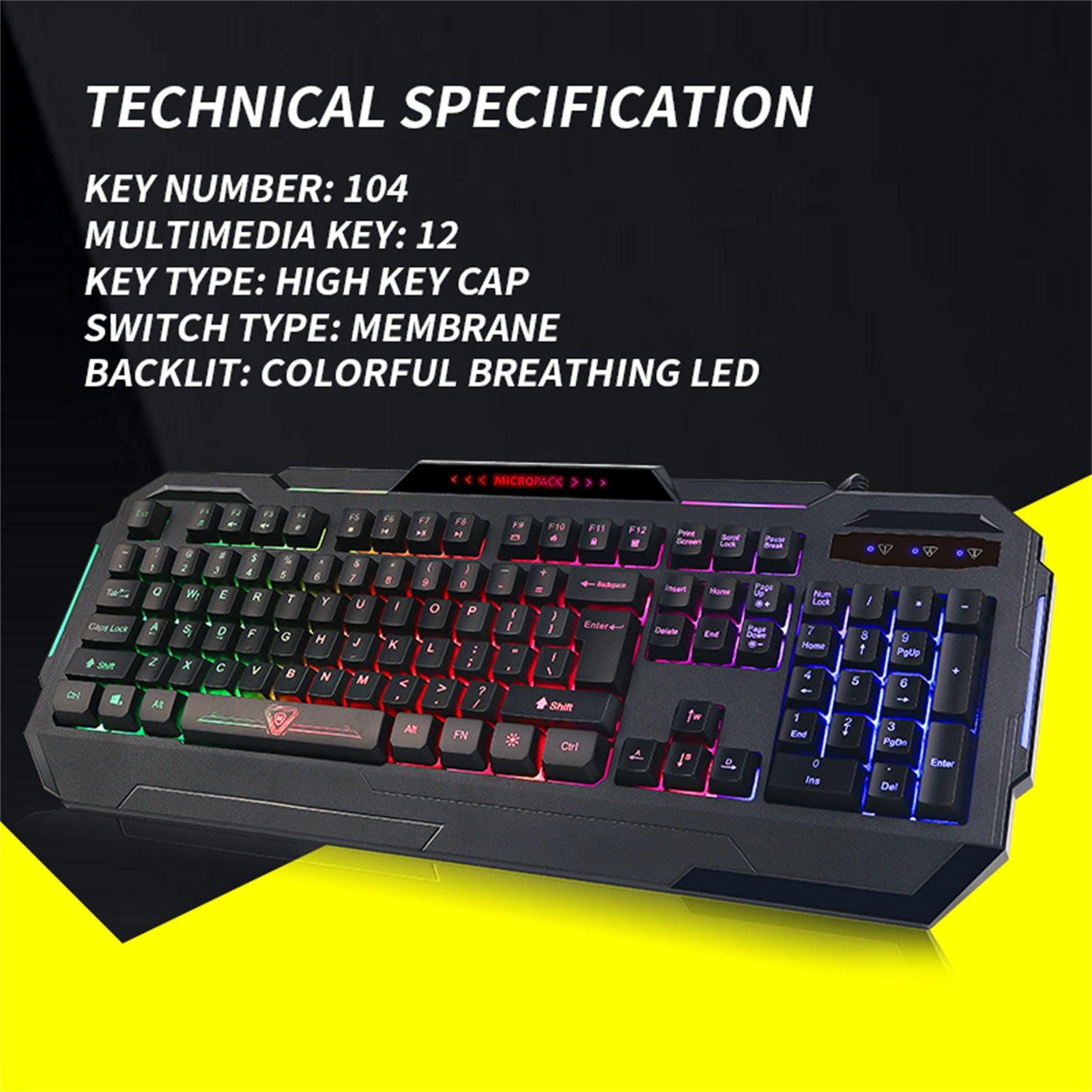 Rainbow Backlit Gaming Keyboard 19 Game Anti Ghosting Keys USB 2.0 Interface AU - John Cootes