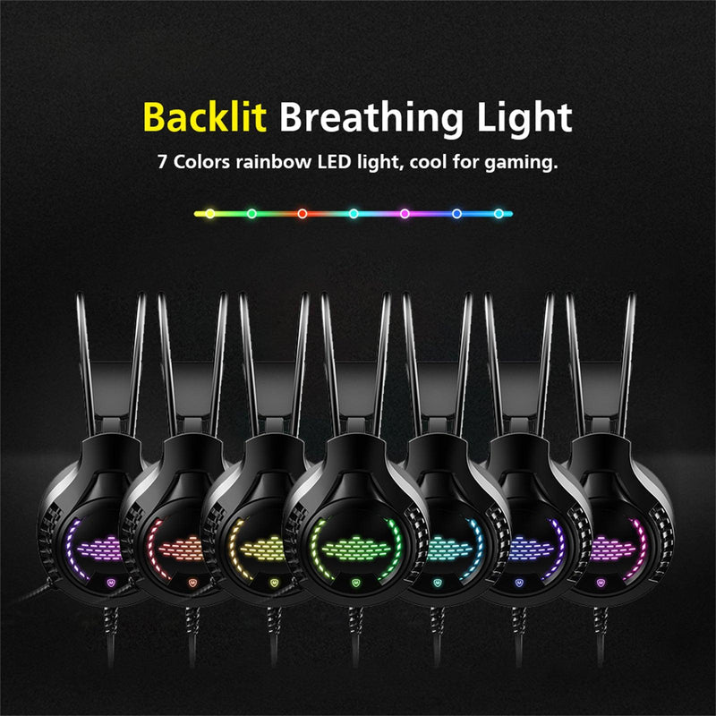 Rainbow Light Gaming Headset Flexible Microphone 7-Color Rainbow LED Lamp - John Cootes