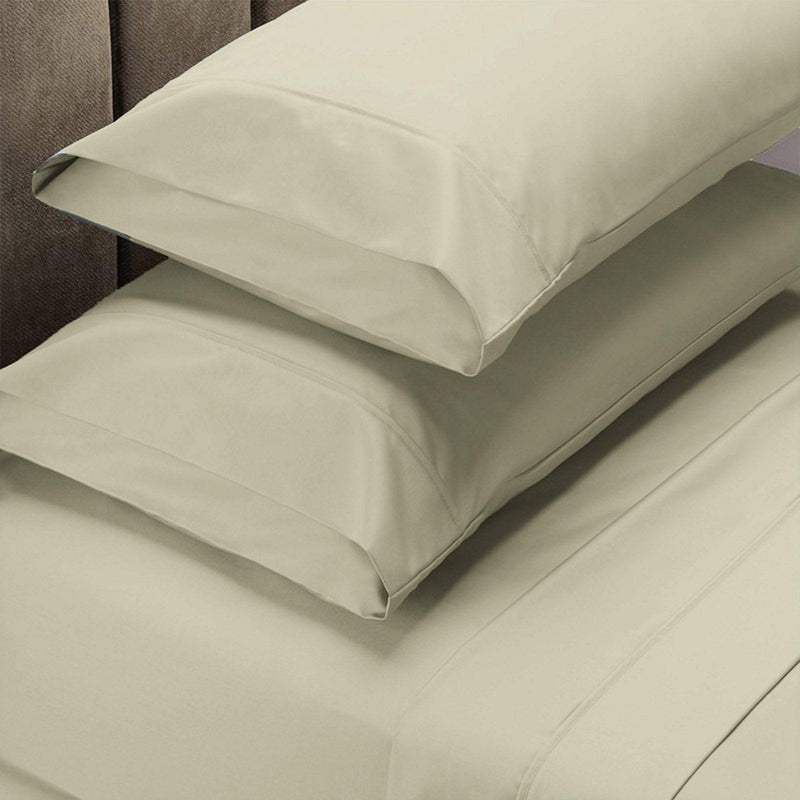Renee Taylor 1500 Thread Count Pure Soft Cotton Blend Flat & Fitted Sheet Set Ivory King - John Cootes