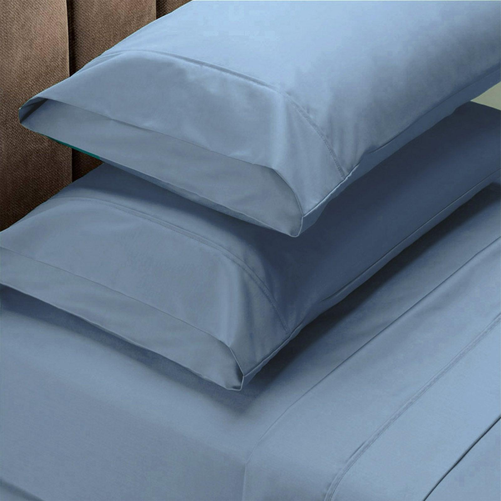 Renee Taylor 1500 Thread Count Pure Soft Cotton Blend Flat & Fitted Sheet Set King Indigo - John Cootes