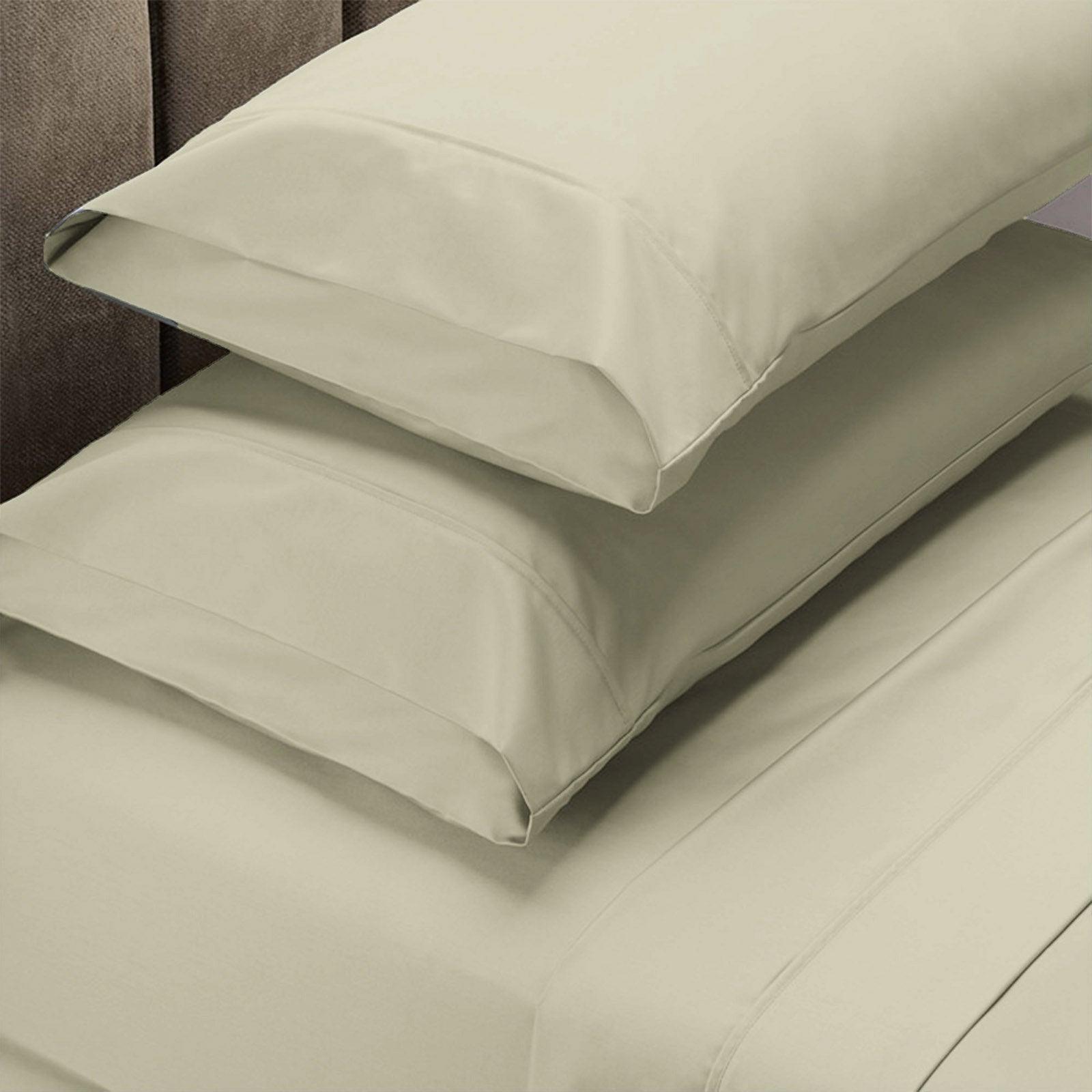 Renee Taylor 1500 Thread Count Pure Soft Cotton Blend Flat & Fitted Sheet Set Queen Ivory - John Cootes