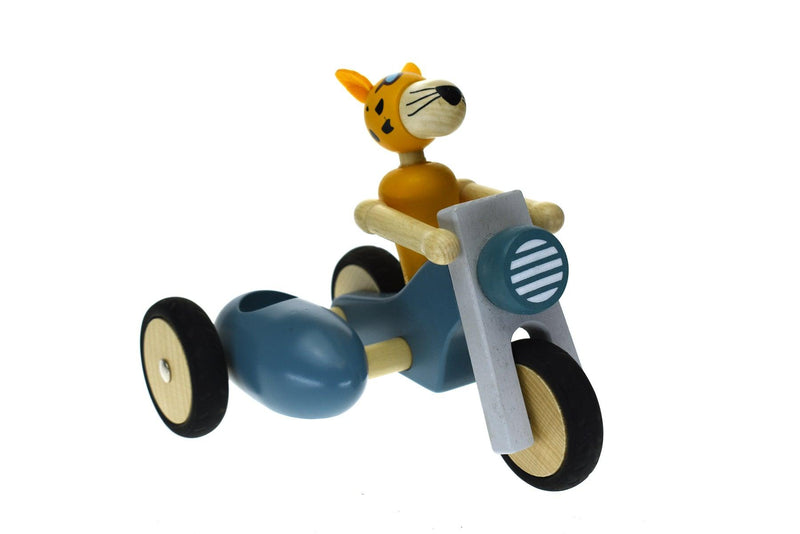 RETRO LGE MOTOR TRICYCLE WITH CUTE LEOPARD DRIVER BLUE - John Cootes