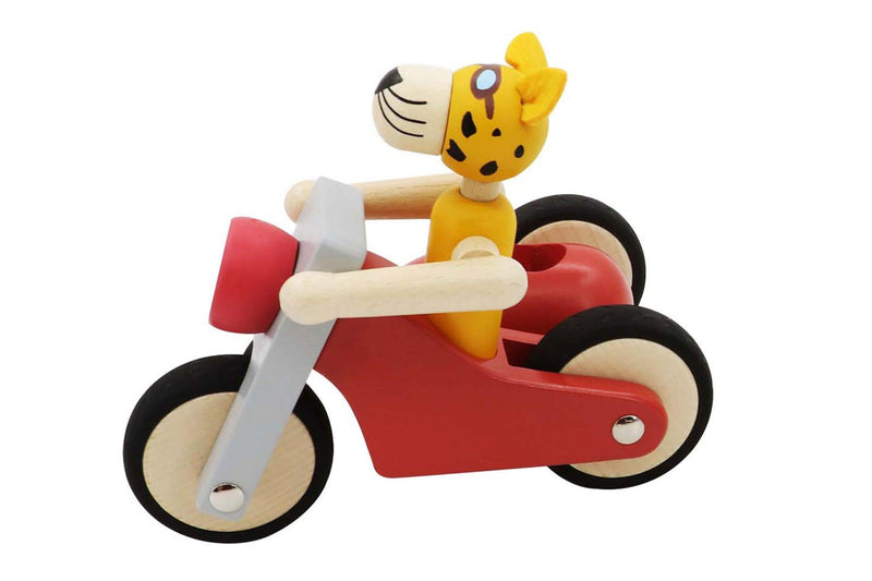 RETRO LGE MOTOR TRICYCLE WITH CUTE LEOPARD DRIVER RED - John Cootes