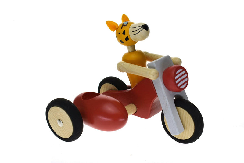 RETRO LGE MOTOR TRICYCLE WITH CUTE LEOPARD DRIVER RED - John Cootes