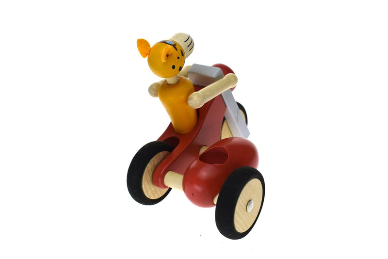 RETRO LGE MOTOR TRICYCLE WITH CUTE LEOPARD DRIVER RED - John Cootes