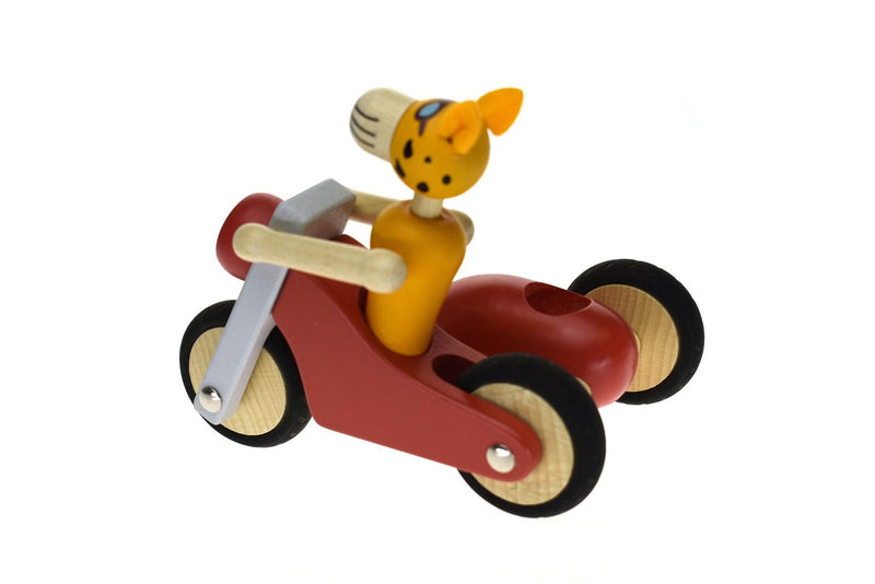 RETRO LGE MOTOR TRICYCLE WITH CUTE LEOPARD DRIVER RED - John Cootes