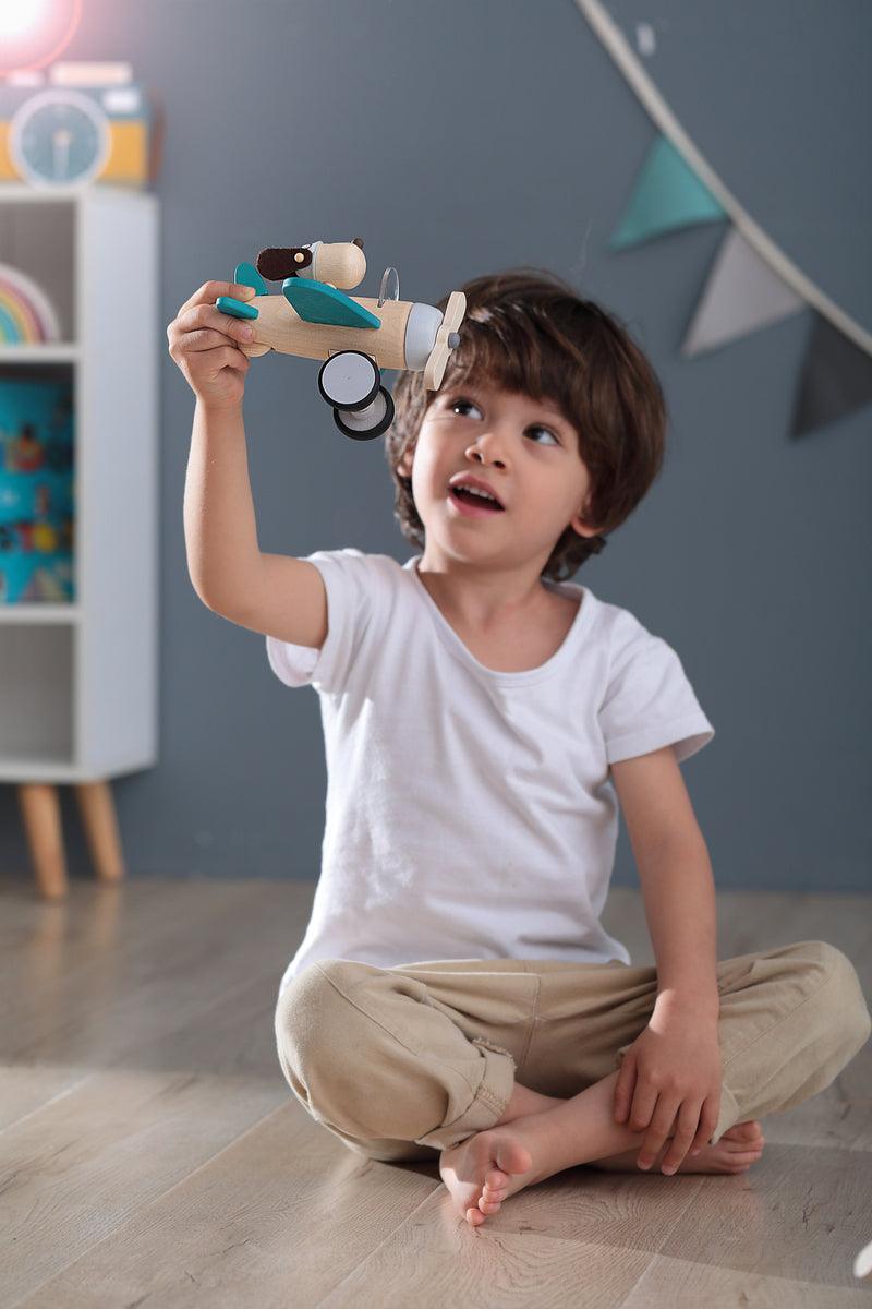 RETRO MD PLANE WITH CUTE DOG DRIVE RED - John Cootes