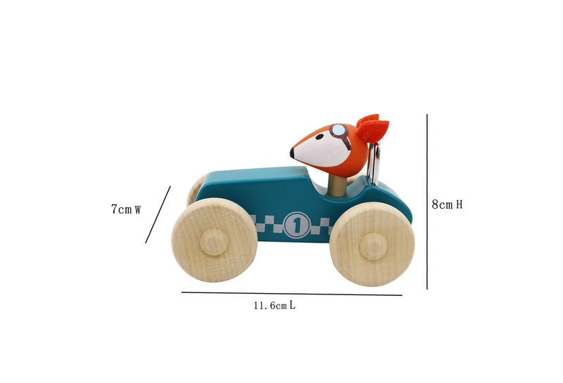 RETRO MD RACING CAR WITH CUTE FOX DRIVER GREEN - John Cootes