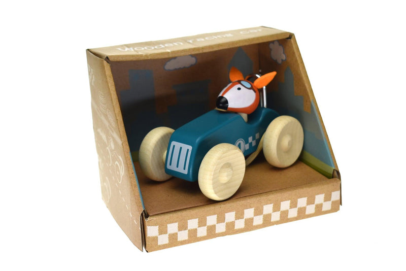 RETRO MD RACING CAR WITH CUTE FOX DRIVER GREEN - John Cootes