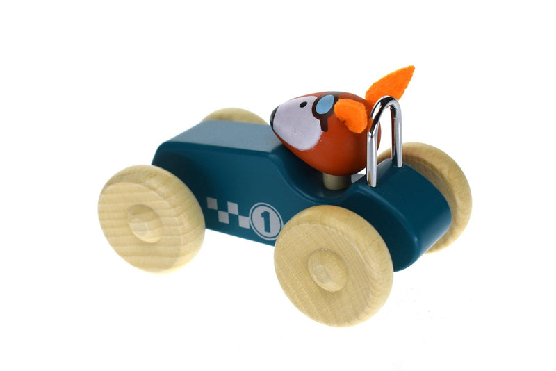 RETRO MD RACING CAR WITH CUTE FOX DRIVER GREEN - John Cootes