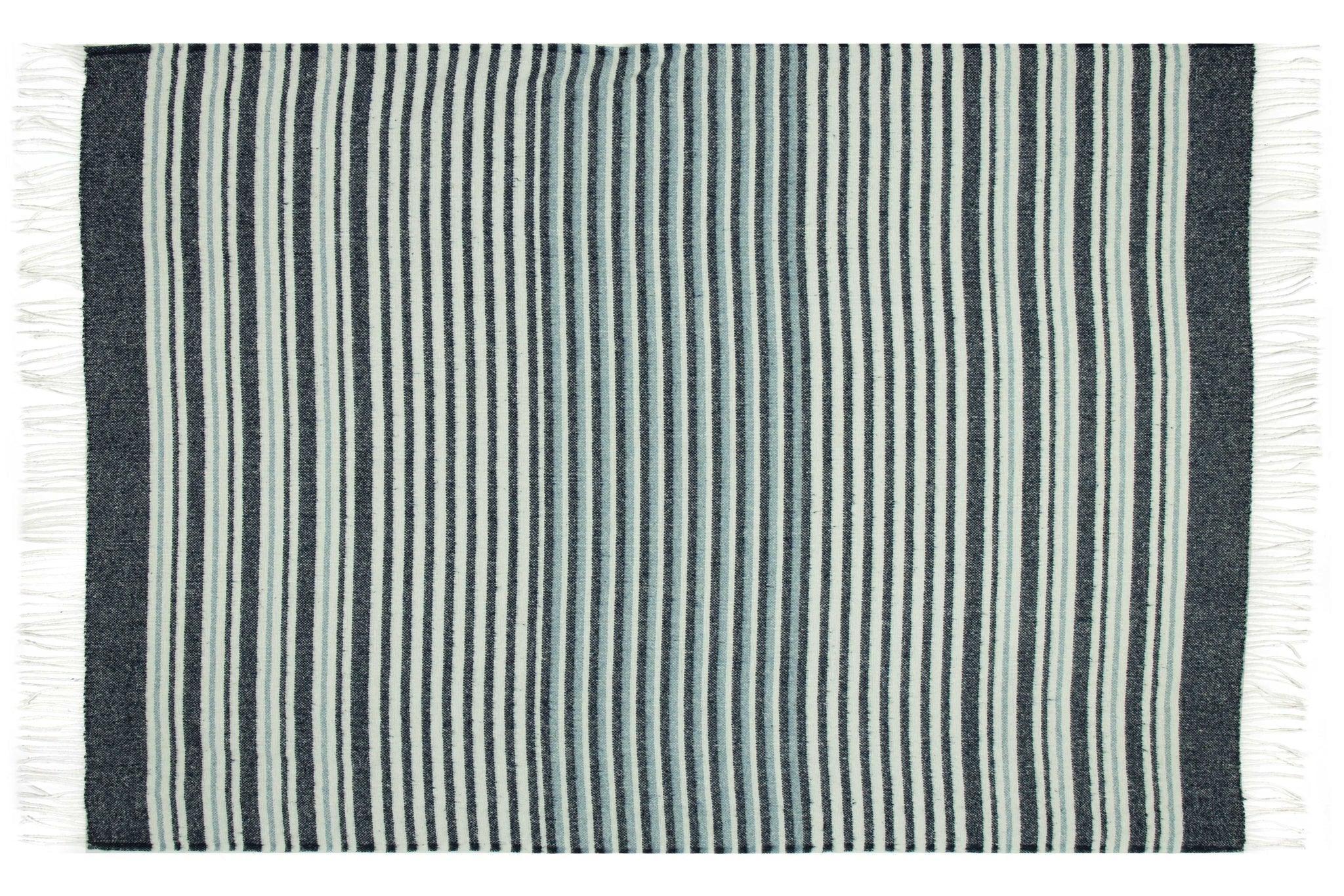 Richmond Throw - Reclaimed Wool Blend - Navy - John Cootes