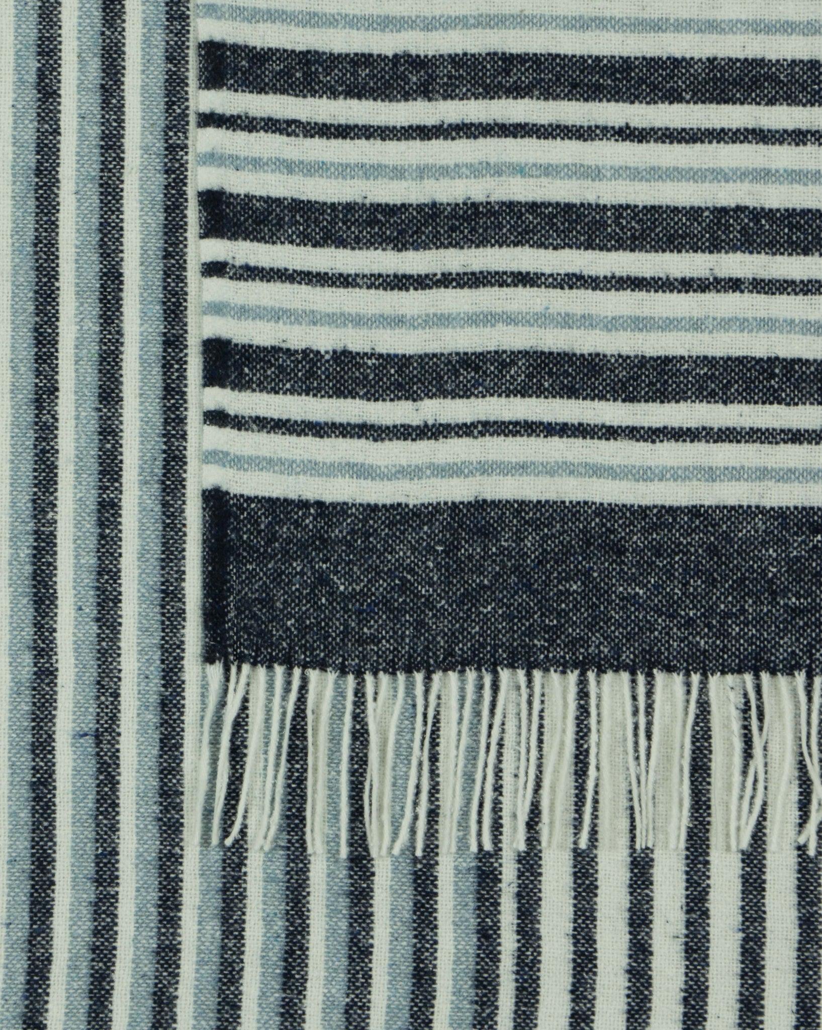 Richmond Throw - Reclaimed Wool Blend - Navy - John Cootes