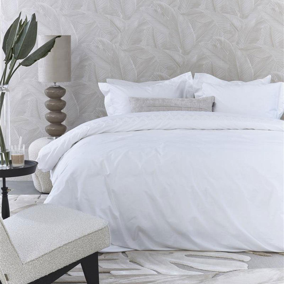 Riviera Maison Elowen White Cotton Quilt Cover Set King - John Cootes