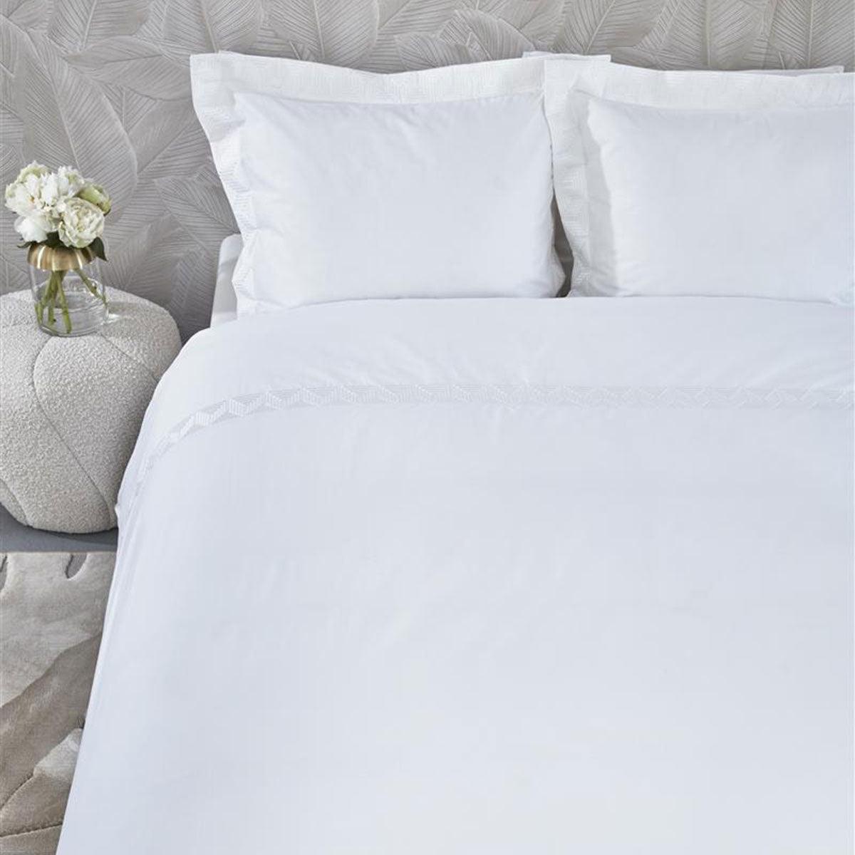 Riviera Maison Elowen White Cotton Quilt Cover Set King - John Cootes