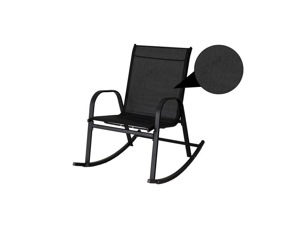 Rocking Chair High Back Rocker Chairs Steel Metal Textilene Fabric-Black - John Cootes