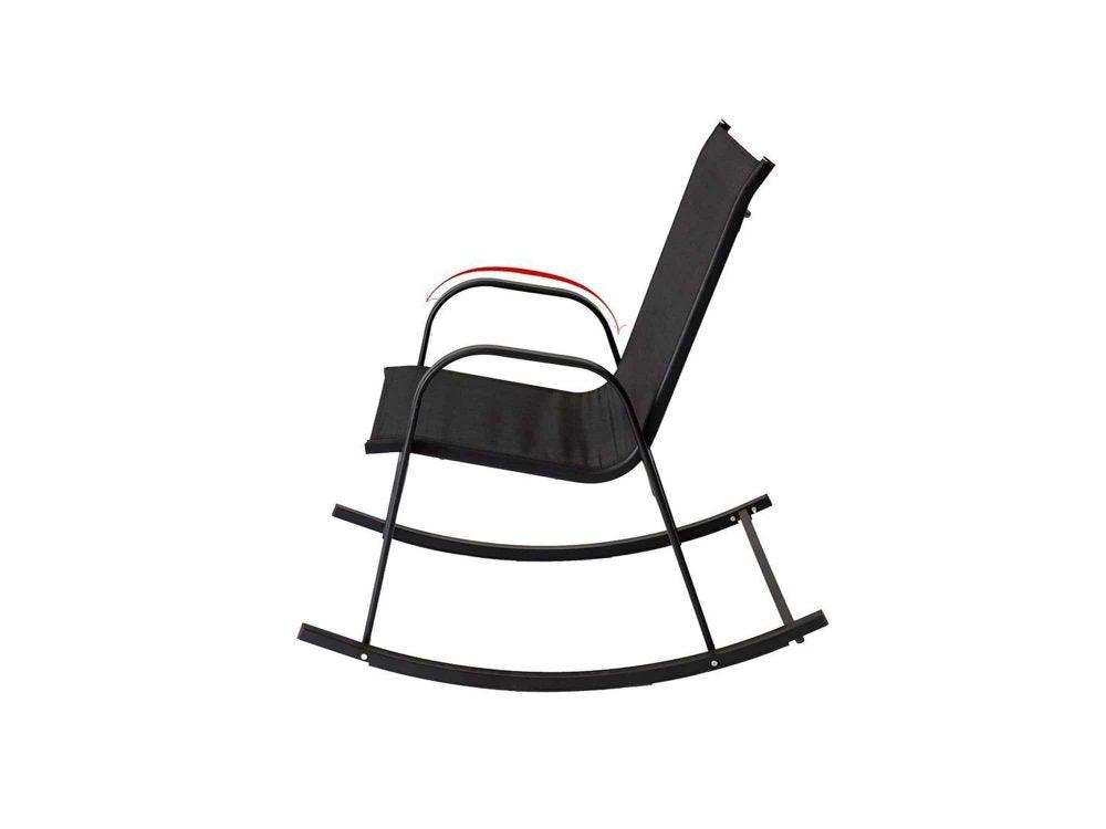 Rocking Chair High Back Rocker Chairs Steel Metal Textilene Fabric-Black - John Cootes