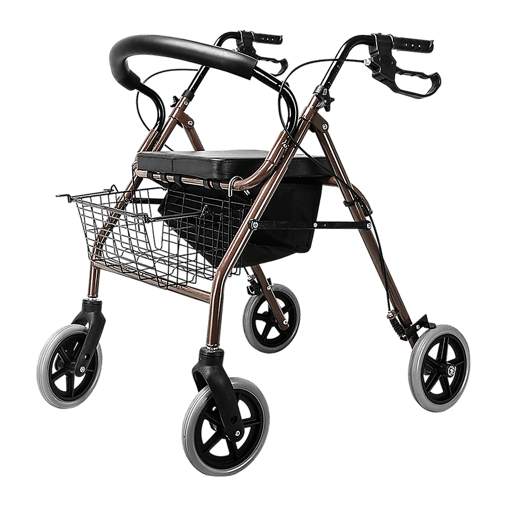 Rollator Walker Walking Frame With Wheels Zimmer Mobility Aids Seat Coffee - John Cootes