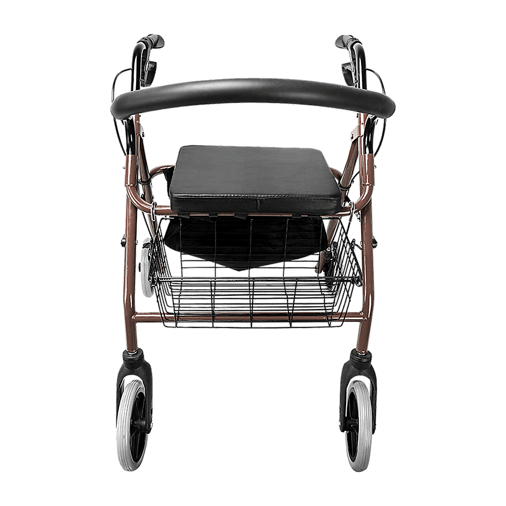 Rollator Walker Walking Frame With Wheels Zimmer Mobility Aids Seat Coffee - John Cootes