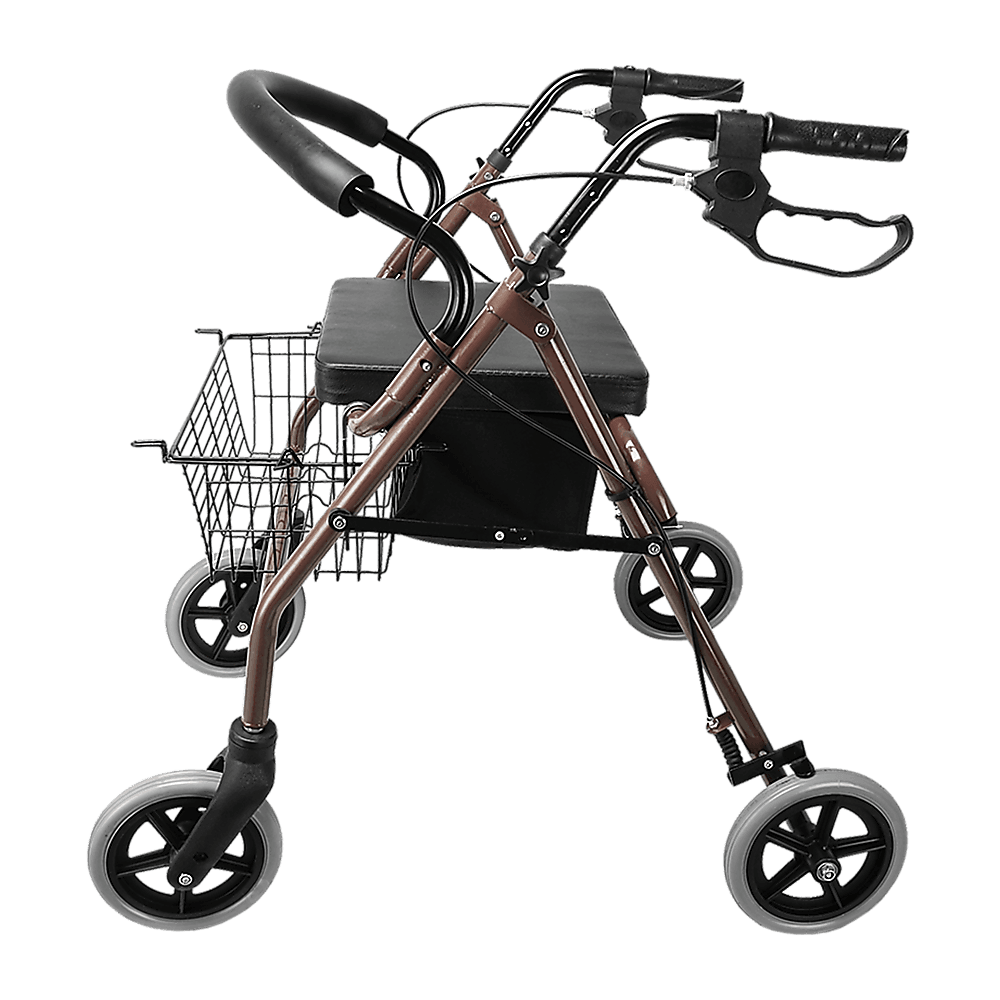 Rollator Walker Walking Frame With Wheels Zimmer Mobility Aids Seat Coffee - John Cootes