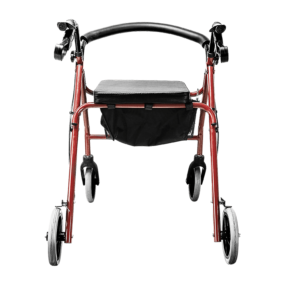 Rollator Walker Walking Frame With Wheels Zimmer Mobility Aids Seat Red - John Cootes