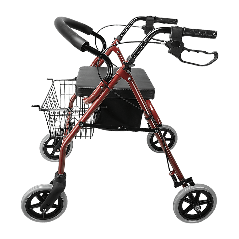 Rollator Walker Walking Frame With Wheels Zimmer Mobility Aids Seat Red - John Cootes