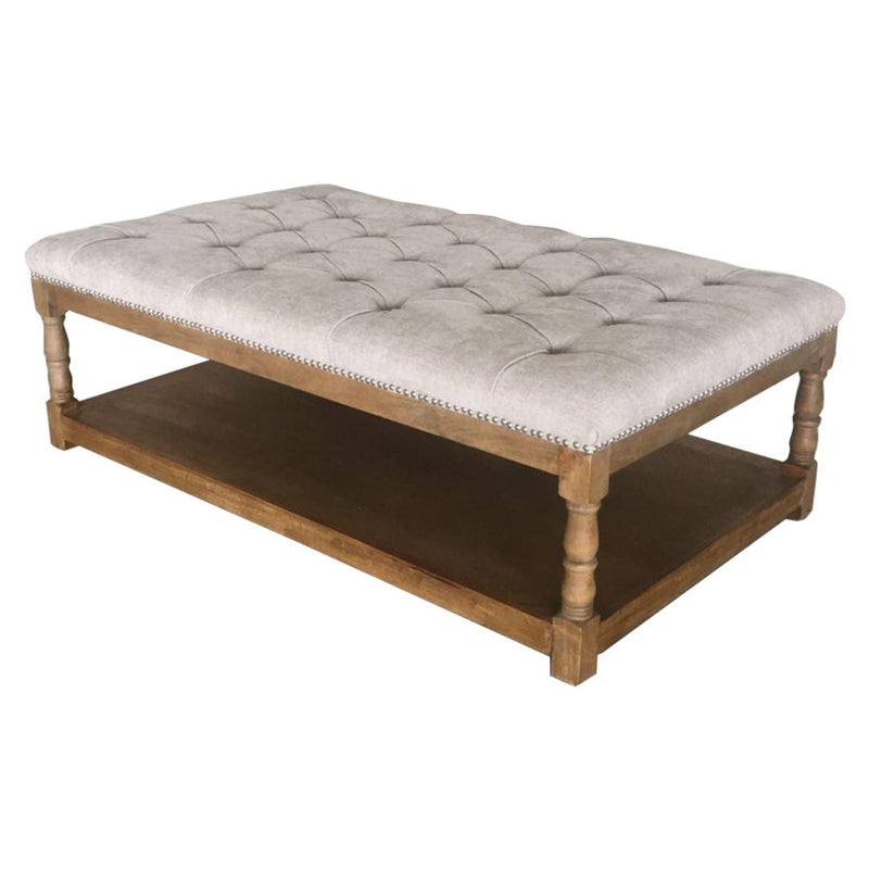 Rosebud Ottoman Bed End Chair Seat Tufted Fabric Seat Storage Foot Stools -Beige - John Cootes