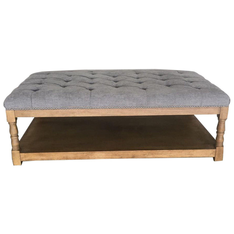 Rosebud Ottoman Bed End Chair Seat Tufted Fabric Seat Storage Foot Stools -Steel - John Cootes