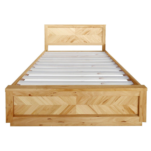 Rosemallow Queen Size Bed Parquet Solid Messmate Timber Wood Frame Mattress Base - John Cootes