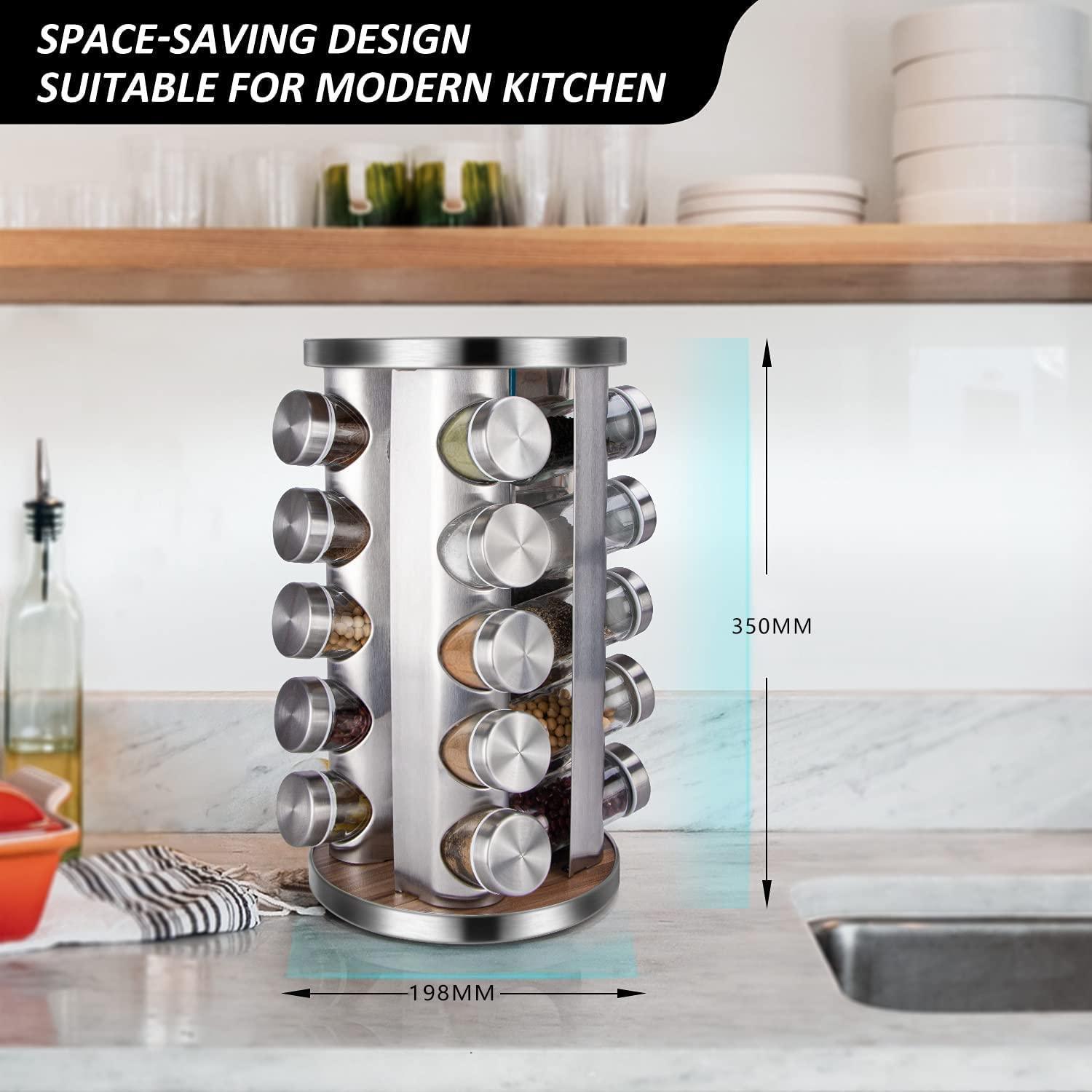 Rotating Spice Rack Organizer with 20 Pieces Jars for Kitchen - John Cootes