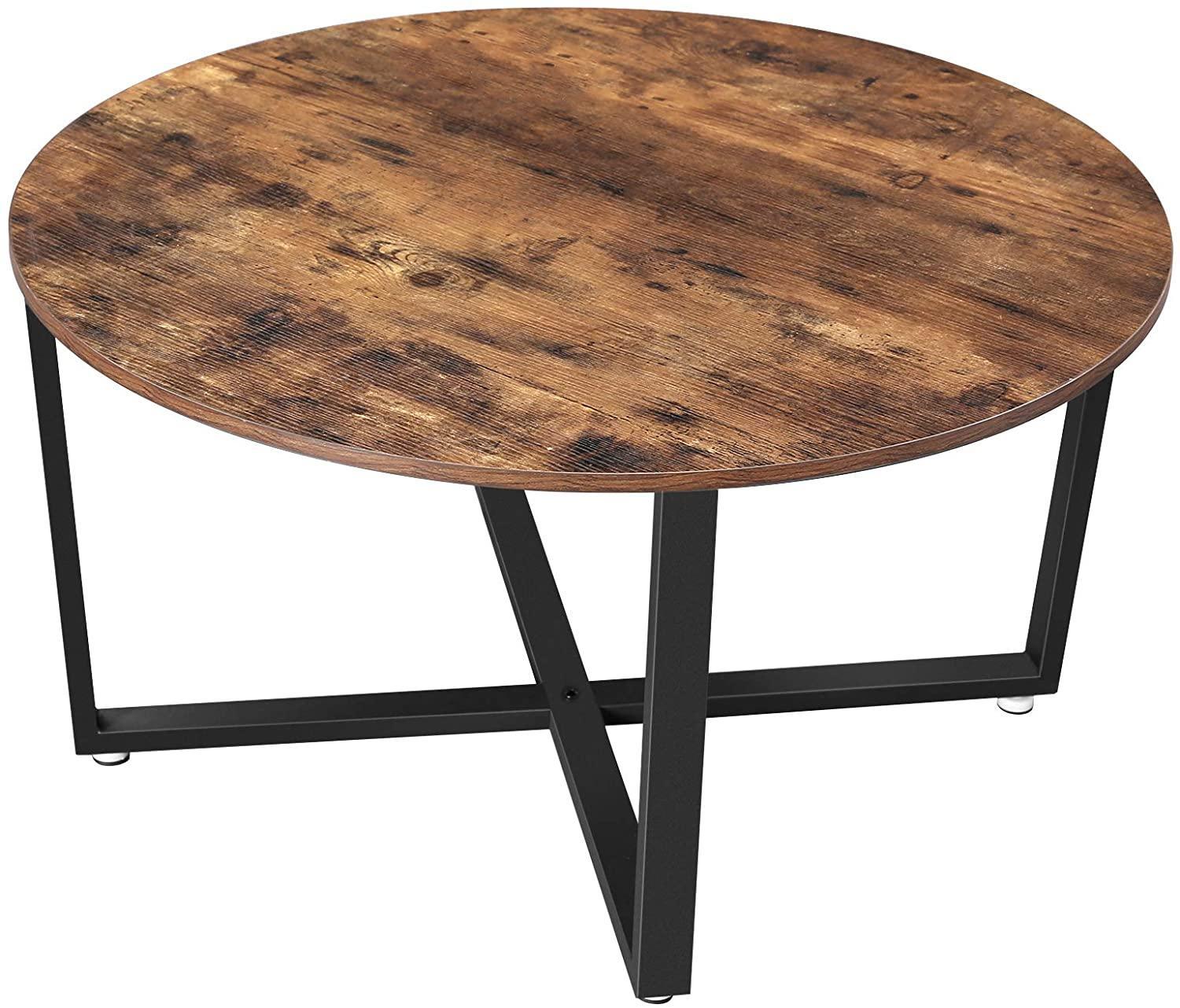 Round Coffee Table Rustic Brown and Black - John Cootes