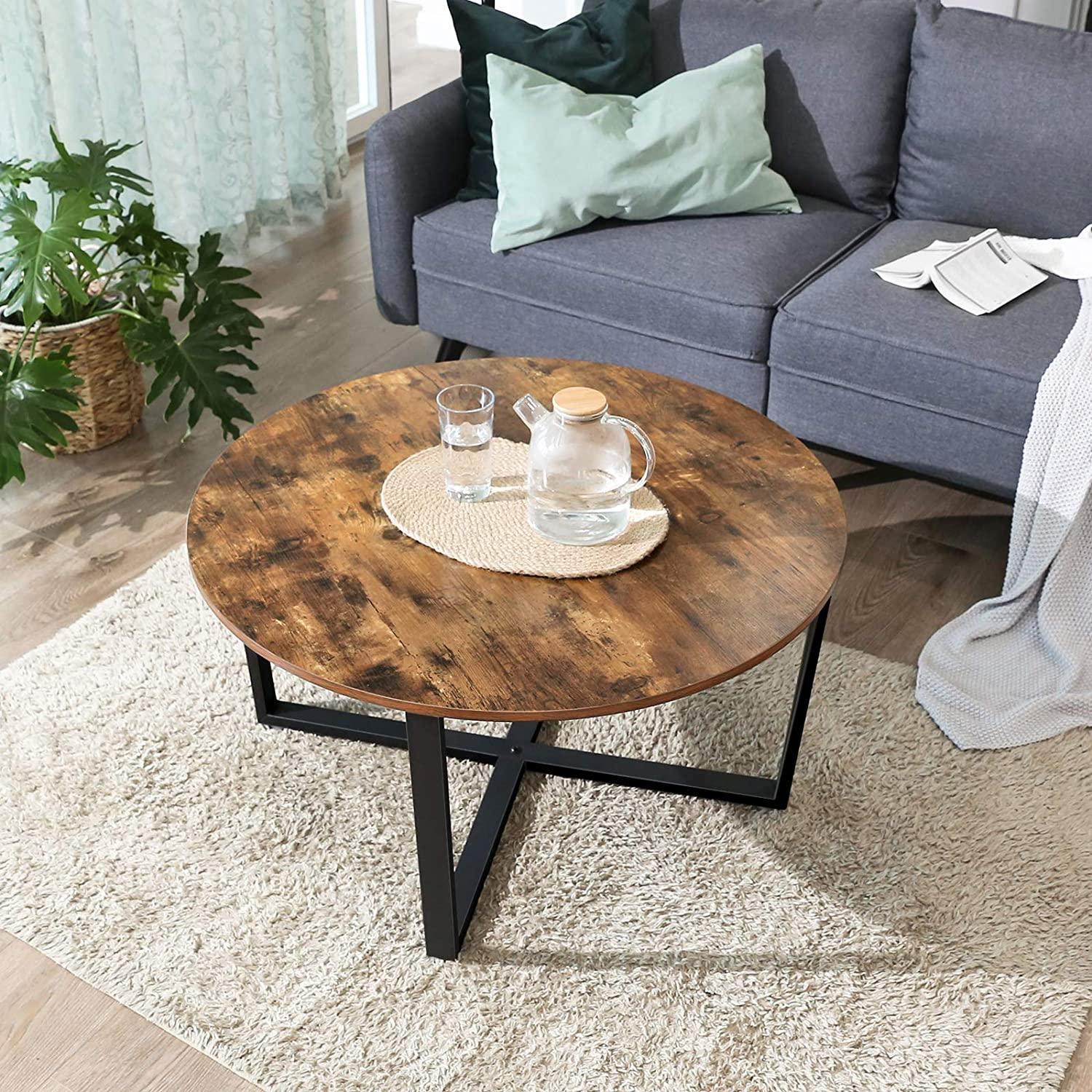 Round Coffee Table Rustic Brown and Black - John Cootes