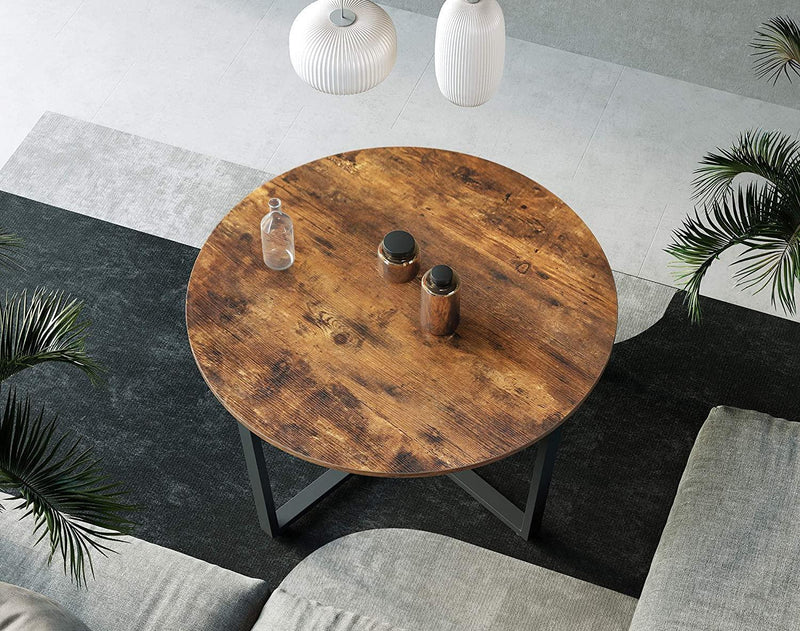 Round Coffee Table Rustic Brown and Black - John Cootes