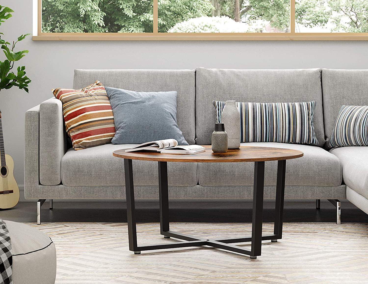 Round Coffee Table Rustic Brown and Black - John Cootes