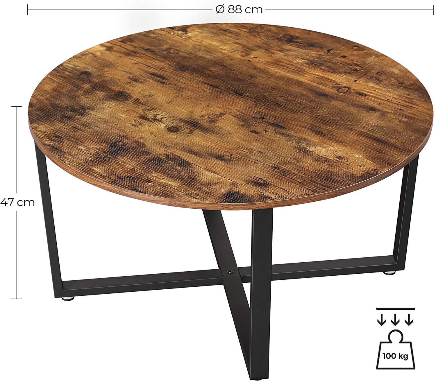 Round Coffee Table Rustic Brown and Black - John Cootes