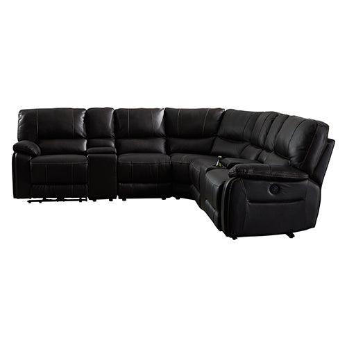 Round Corner Genuine Leather Dark Brown Electric Recliner with 2x Cup Holders Lounge Set for Living Room - John Cootes