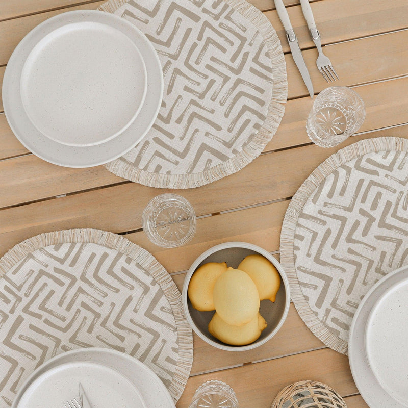Round Placemat-Tribal-Beige-40cm - John Cootes