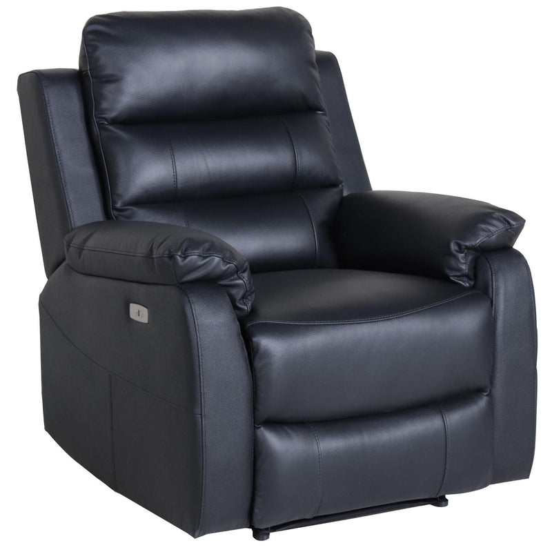 Royal 3pc 5 Seater Leather Electric Recliner Home Theatre Sofa Lounge Set Black - John Cootes