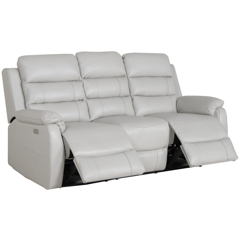 Royal 3pc 5 Seater Leather Electric Recliner Home Theatre Sofa Lounge Set Grey - John Cootes