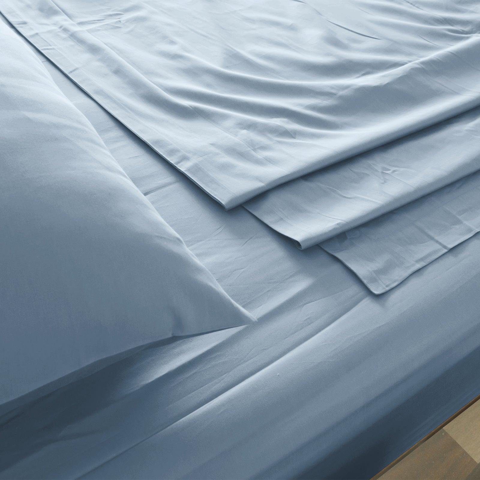 Royal Comfort 1000 Thread Count Bamboo Cotton Sheet and Quilt Cover Complete Set - King - Blue Fog - John Cootes