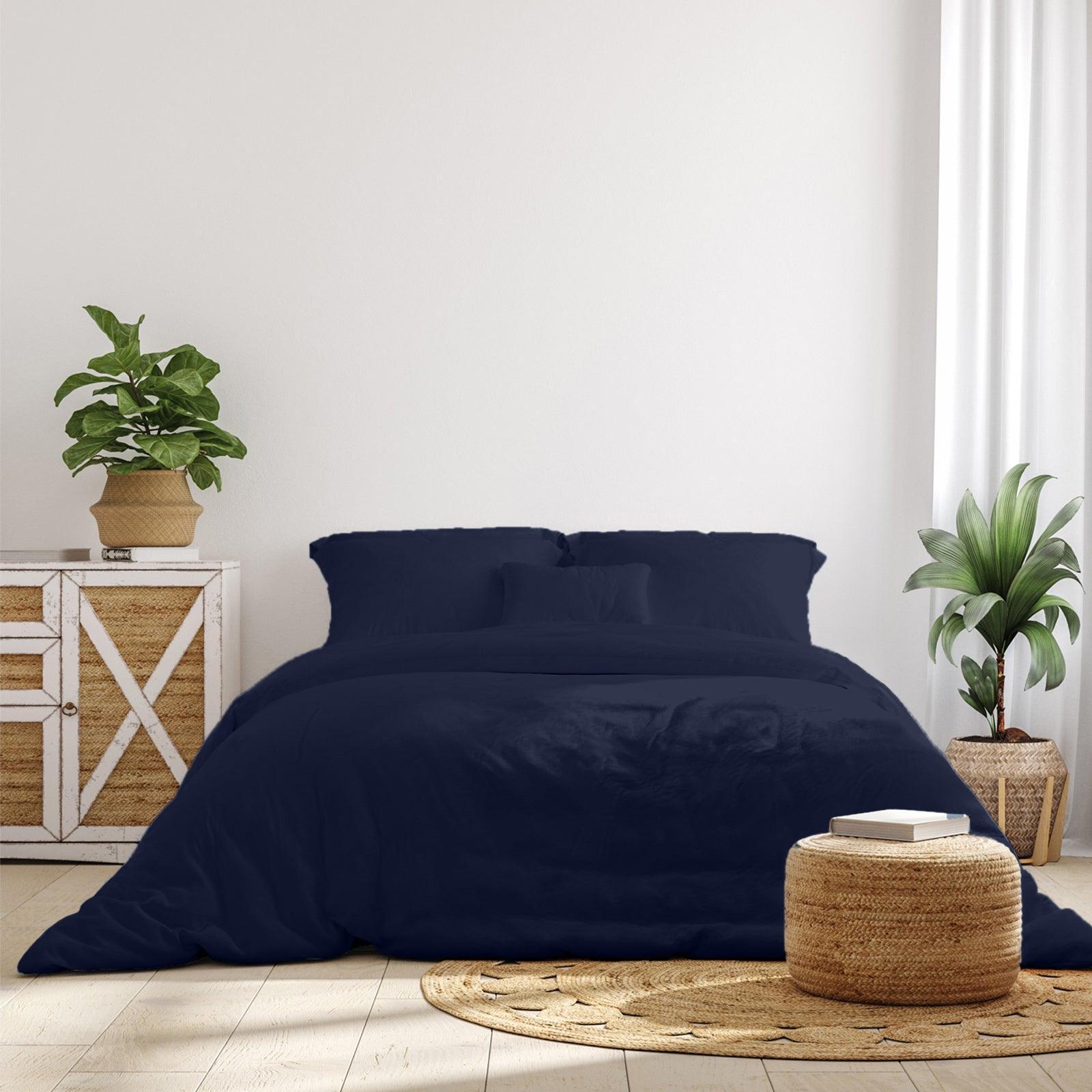 Royal Comfort 1000 Thread Count Bamboo Cotton Sheet and Quilt Cover Complete Set - Queen - Charcoal - John Cootes