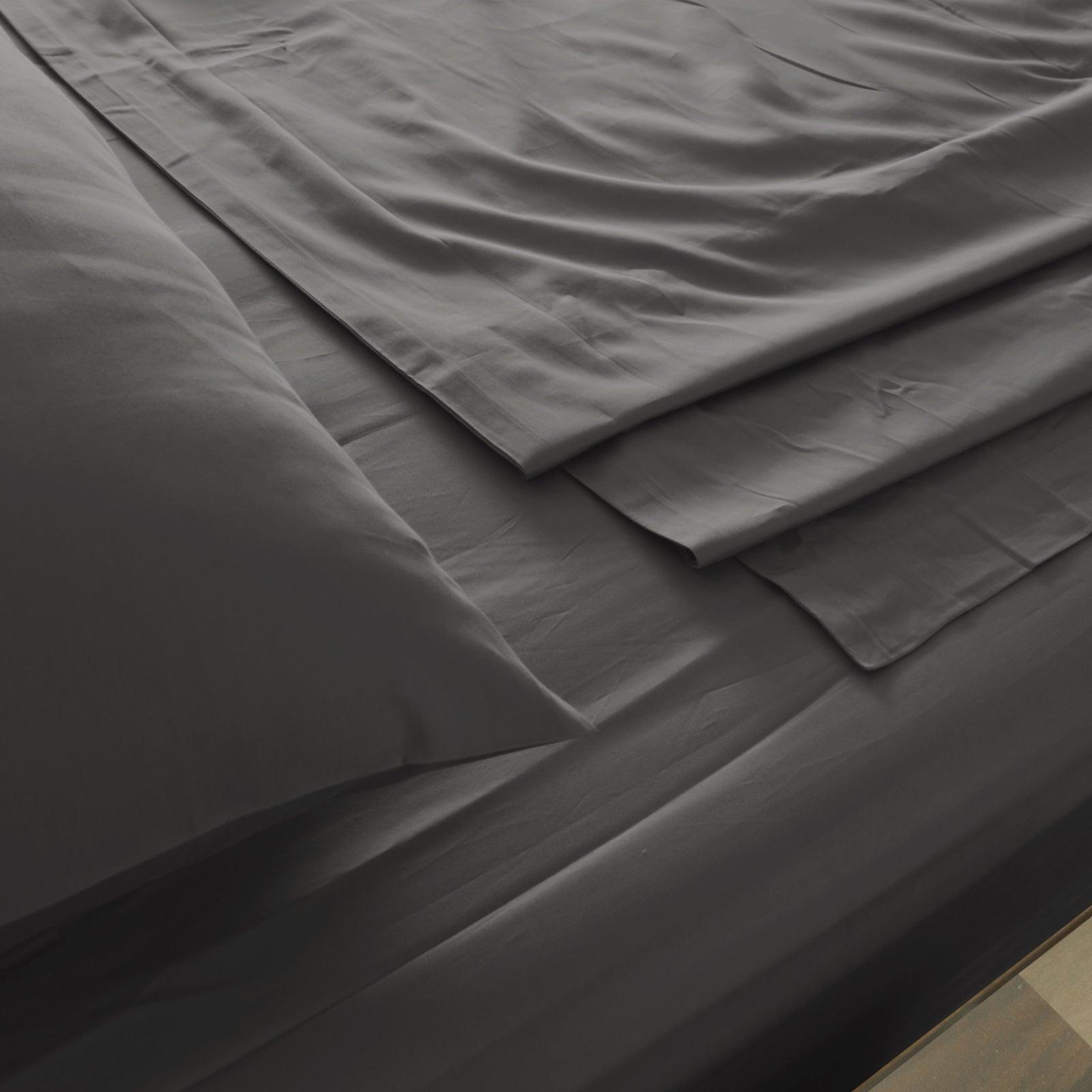 Royal Comfort 1000 Thread Count Bamboo Cotton Sheet and Quilt Cover Complete Set - Queen - Pewter - John Cootes